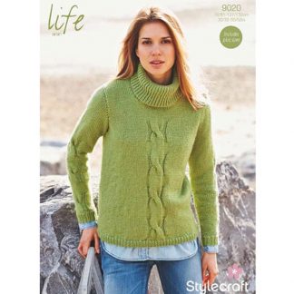 SC9020 Aran Polo-Neck Sweater