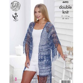 Alternative view of King Cole Crochet Waistcoat & Kimono Cardigan 4493
