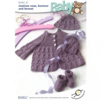 Baby Matinee Coat Bonnet and Booties Set Knitting Pattern BHKC47