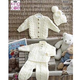 King Cole Babies Hat Trousers Cardigan & Sweater in Chunky - 5222