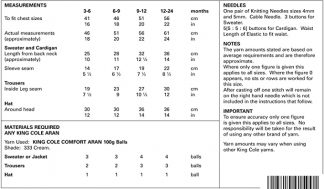 Alternative view of King Cole Babies Hat Trousers Cardigan & Sweater in Chunky - 5222