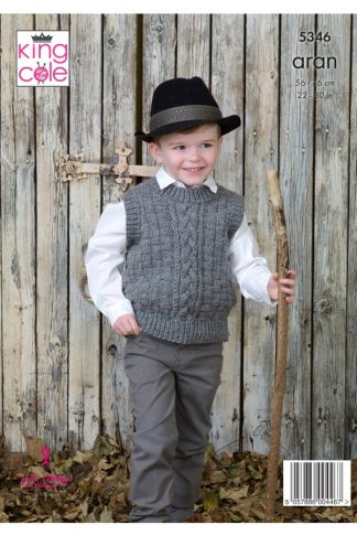 Alternative view of KC5346 Aran Child's Sweater and Tank Top by King Cole